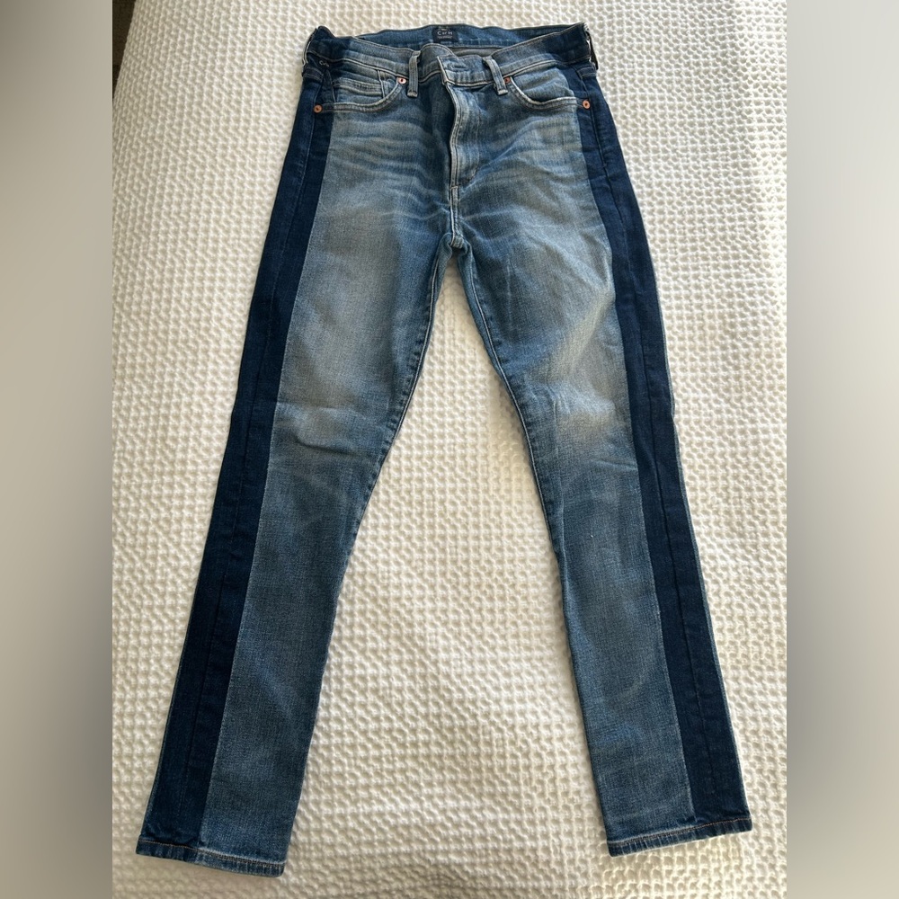 Citizens of Humanity Women’s Blue Jeans with Dark Blue Stripes